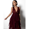 Bordó elegantní šaty TITYOS s tylovou sukní