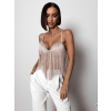 Béžový korzet top HYADY s třásněmi