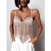 Béžový korzet top HYADY s třásněmi