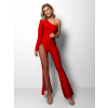 Červený elegantní overal PALLIS na jedno rameno