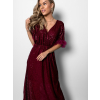 Vínové dlouhé elegantní šaty URANOS s flitry