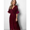 Vínové dlouhé elegantní šaty URANOS s flitry