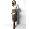 Zlatá elegantní midisukně PONOMA s flitry