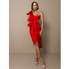 Červené koktejlové šaty PERSEN na jedno rameno