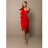Červené koktejlové šaty PERSEN na jedno rameno
