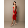 Červené koktejlové šaty PERSEN na jedno rameno