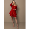 Červené třpytivé šaty KADMOS s flitry a páskem