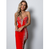 Červené společenské šaty HEKUBA s kamínky