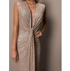 Zlaté třpytivé šaty CHORILAT s výstřihem