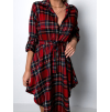 Červené kárované košilové šaty ERINYE