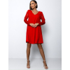 Červené áčkové šaty EPOFIS s krajkovými rukávy