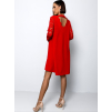 Červené áčkové šaty EPOFIS s krajkovými rukávy