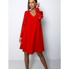Červené áčkové šaty EPOFIS s krajkovými rukávy