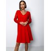 Červené áčkové šaty EPOFIS s krajkovými rukávy