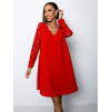 Červené áčkové šaty EPOFIS s krajkovými rukávy
