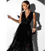 Černé dlouhé tylové šaty FOIDRA s flitry