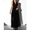 Černé dlouhé tylové šaty FOIDRA s flitry