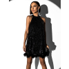 Černé koktejlové šaty LUCRETIA s flitry