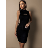 Černé metalické šaty OIBALOS s průstřihem