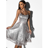 Stříbrné áčkové šaty HORATIO s flitry