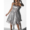Stříbrné áčkové šaty HORATIO s flitry