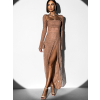 Hnědé večerní zdobené šaty KARMENTA