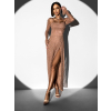 Hnědé večerní zdobené šaty KARMENTA