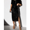Černá třpytivá midisukně PONOMA s flitry