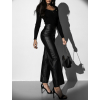 Černé stylové koženkové kalhoty GALATEIA