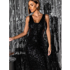 Černé třpytivé dlouhé šaty SOMNUS s flitry