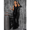Černé třpytivé dlouhé šaty SOMNUS s flitry