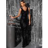 Černé třpytivé dlouhé šaty SOMNUS s flitry