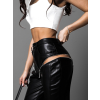 Černé stylové koženkové kalhoty ELETRA se zipy