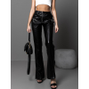 Černé stylové koženkové kalhoty ELETRA se zipy
