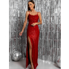 Červené třpytivé elegantní šaty MEYLAN s flitry
