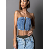 Modrý džínový crop top LINTONI se zipem