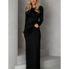 Černé dlouhé elegantní šaty YAXHA s dlouhým rukávem
