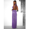 Fialové třpytivé dlouhé šaty AROGANTISEL s flitry