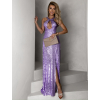 Fialové třpytivé dlouhé šaty AROGANTISEL s flitry
