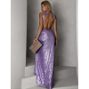 Fialové třpytivé dlouhé šaty AROGANTISEL s flitry