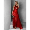Červené večerní dlouhé šaty AROGANTISEL s flitry