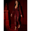 Bordó třpytivý elegantní overal OCEANOS s flitry