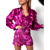 Tmavorůžový dvoudílný komplet BOWIEE s květinovým vzorem