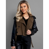Hnědočerná krátká koženková bunda WATTER