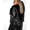 Černá biker bunda SHERITA s kožešinovým límcem