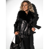 Černá biker bunda SHERITA s kožešinovým límcem