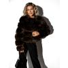 Tmavě hnědý faux fur kožíšek TOMASA