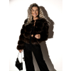 Tmavě hnědý faux fur kožíšek TOMASA