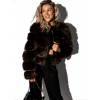 Tmavě hnědý faux fur kožíšek TOMASA