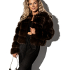 Tmavě hnědý faux fur kožíšek TOMASA